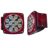 12V Waterproof Square LED Trailer Tail Light Kit Clear Lens Red Trailer Brake Stop Tail Turn Signal Running Lights License Kit for Camper Truck RV Boat Trailer Snowmobile Marine